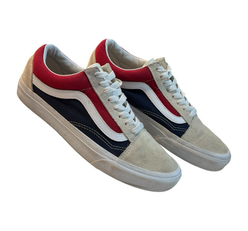 Vans Old Skool Red White Navy Suede Canvas Sneakers Women’s 9 Men’s 7.5
